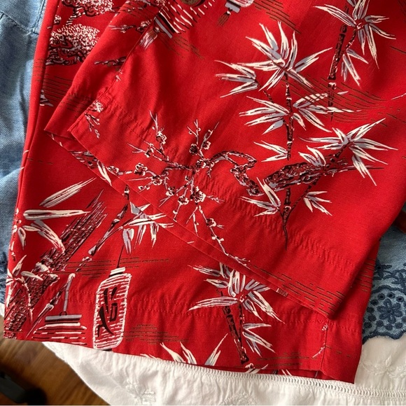 Vintage LUCKY BRAND Lucky Beach Red Hula Lounge Pants – Tropical Bamboo Print L - Picture 11 of 13
